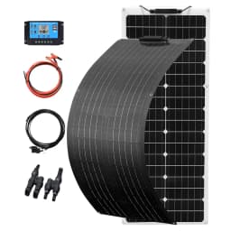 Solar Panel Complete Kit, 50W 100W 12V/24V Monocrystalline PV Battery Charger for Car Boat House Balcony RV Camper Off Grid