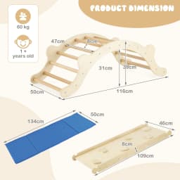 DORTALA 3-In-1 Wooden Climber Toddler Climber Arch w/Soft Mat & Reversible Ramp for Climbing & Sliding Multicolor/Natural
