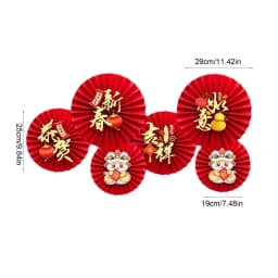 6PCS Chinese New Years Paper Fans Lunar New Year Decorations 2025 Chinese New Year Wall Decor Paper fan flower decoration