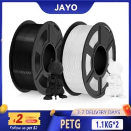 JAYO 2Roll PETG/PETG Clear 3D Printer Filament 1.75 ±0.02mm 1.1kg/roll High Toughness Neatly Wound Filament Fit Most FDM Printer