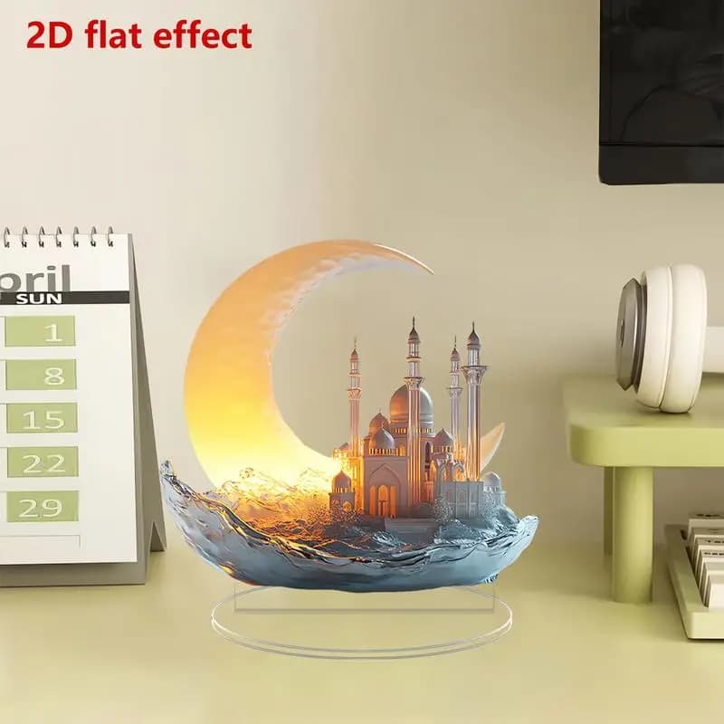 Eid Decorations for Table Desktop Decoration Moon Eid Table Sign Ornament for Party Tabletop Home Art Craft Decoration