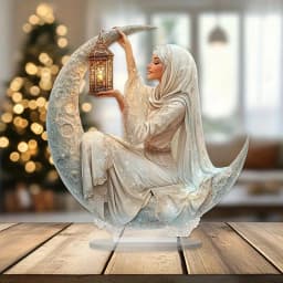 Eid Decorations for Table Desktop Decoration Moon Eid Table Sign Ornament for Party Tabletop Home Art Craft Decoration