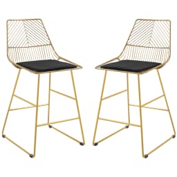HOMCOM Modern Counter Height Bar Stools Set of 2 pcs Wire Metal Barstools