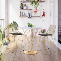 HOMCOM Modern Counter Height Bar Stools Set of 2 pcs Wire Metal Barstools