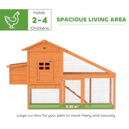 PawHut Wooden Chicken Coop Poultry Coop with Nesting Box, Slide-out Tray, Ramp, Perches, Asphalt Roof, 179 x 67 x 115cm