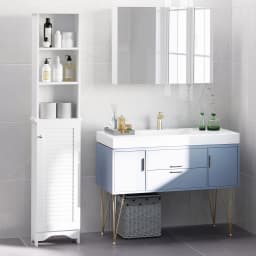 HOMCOM 165cm Freestanding Slimline Bathroom Storage Cabinet w/ 6 Shelves White