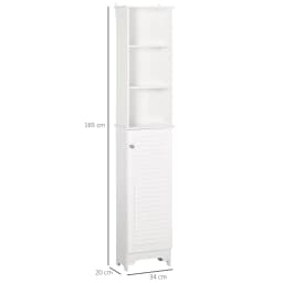 HOMCOM 165cm Freestanding Slimline Bathroom Storage Cabinet w/ 6 Shelves White