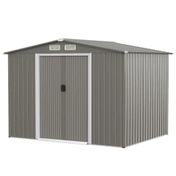 GOFLAME 8x6FT Outdoor Storage Shed Galvanized Steel Shed w/Lockable Sliding Door