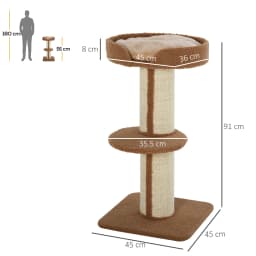 PawHut 2 Tier Cat Tree w/ Top Basket Cushion Sisal Post