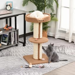 PawHut 2 Tier Cat Tree w/ Top Basket Cushion Sisal Post