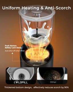 Electric Milk Frother For Coffee Cappuccino Latte Automatic Rotary Foamer 6 in 1 Hot and Cold Milk Foam Maker Split Type Mixer