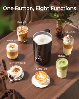 Electric Milk Frother For Coffee Cappuccino Latte Automatic Rotary Foamer 6 in 1 Hot and Cold Milk Foam Maker Split Type Mixer