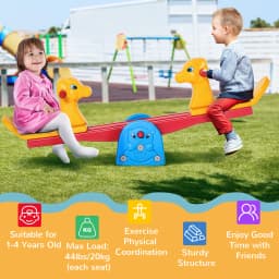 HOMCOM Kids Seesaw Safe Teeter Totter 2 Seats with Easy-Grip Handles Multicolor