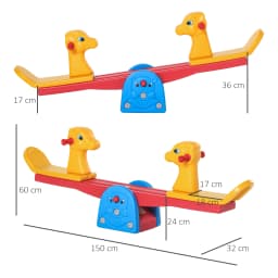 HOMCOM Kids Seesaw Safe Teeter Totter 2 Seats with Easy-Grip Handles Multicolor