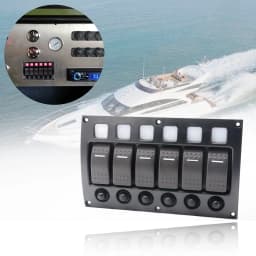 6 Gang LED Rocker Switch Panel with Circuit Breakers for RV Car Marine Boat