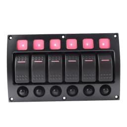 6 Gang LED Rocker Switch Panel with Circuit Breakers for RV Car Marine Boat