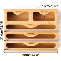 5-in-1 Kitchen Storage Shelf Plastic Wrap Dispenser With Cutter Bamboo Ziplock Bag Organizer Multifunctional Wrap Dispensers