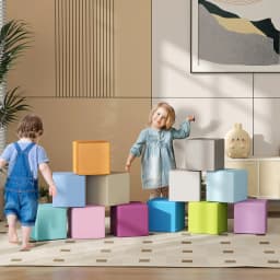 HOMCOM 12 PCs Soft Play Blocks Soft Foam Toy Blue