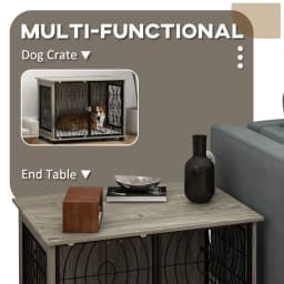 PawHut Dog Crate Furniture End Table w/ Cushion for Dogs