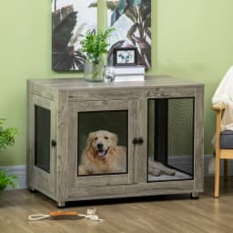 PawHut Pet Crate End Table w/ Soft Washable Cushion for Lage Medium Small Dogs