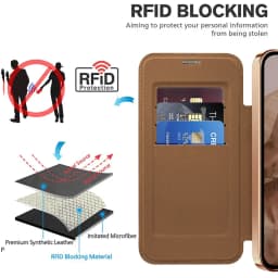 Luxury Leather Wallet Card Clip Magnetic Clear Phone Case for Google Pixel 9 Pro XL 8A 7A Plating Wireless Charging Flip Cover