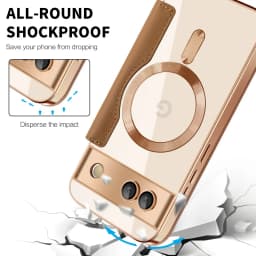 Luxury Leather Wallet Card Clip Magnetic Clear Phone Case for Google Pixel 9 Pro XL 8A 7A Plating Wireless Charging Flip Cover