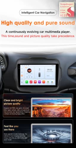6115 Carplay 4G-LTE 9" Car Radio Android for Jeep Renegade 2016-2020 Multimedia Player Navigation GPS 2 Din Stereo DSP Autoradio
