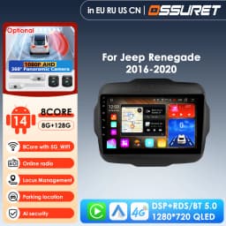 6115 Carplay 4G-LTE 9" Car Radio Android for Jeep Renegade 2016-2020 Multimedia Player Navigation GPS 2 Din Stereo DSP Autoradio