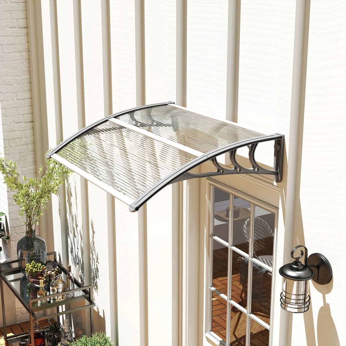 Door Canopy Awning Outdoor Window Rain Shelter Cover for Door Porch 100 x75cm