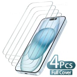 4PCS Full Cover Tempered Glass For iPhone 11 12 13 14 15 16 Pro Max Screen Protector For iPhone X XR XS Max 7 8 Plus Glass Film
