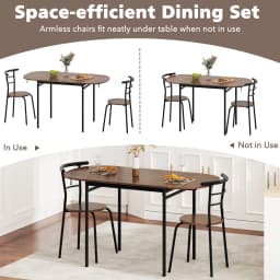 GOFLAME 3 Pcs Foldable Dining Table Set Expandable Kitchen Breakfast Table-Brown