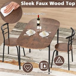 GOFLAME 3 Pcs Foldable Dining Table Set Expandable Kitchen Breakfast Table-Brown