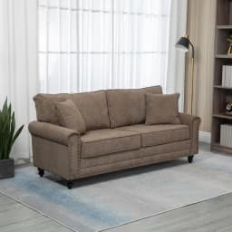 HOMCOM Fabric Sofa 3 Seater Sofa for Living Room w/ Throw Pillow