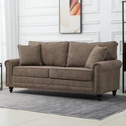 HOMCOM Fabric Sofa 3 Seater Sofa for Living Room w/ Throw Pillow