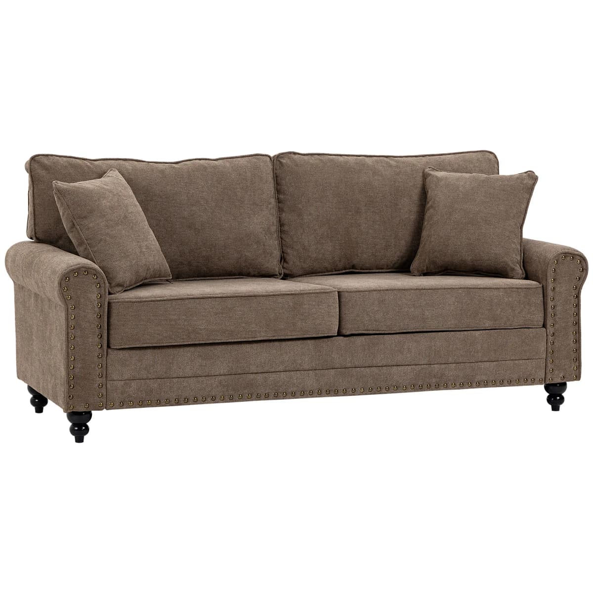 HOMCOM Fabric Sofa 3 Seater Sofa for Living Room w/ Throw Pillow