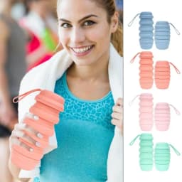 500ML Silicone Water Bottle Foldable Leak Proof Portable Sports Travel Water Bottles For Outdoor Travel Gym Hiking