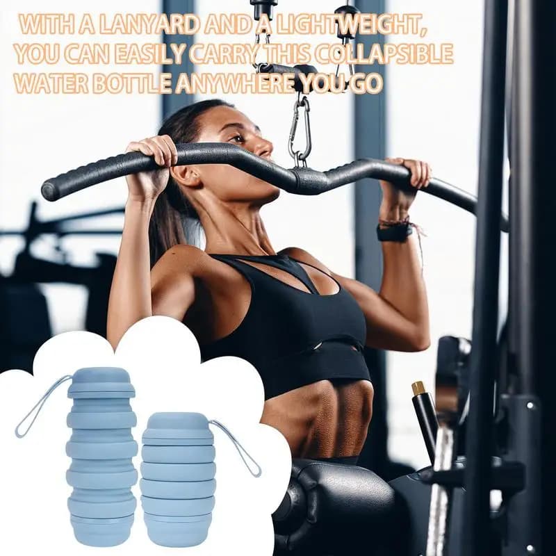 500ML Silicone Water Bottle Foldable Leak Proof Portable Sports Travel Water Bottles For Outdoor Travel Gym Hiking