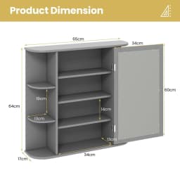 GOFLAME 3 Tier Mirrored Bathroom Cabinet Wall Mount Storage Cupboard W/ Display Shelves