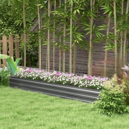 Galvanized Raised Garden Bed, 240X60Cm Rectangular Outdoor Elevated Planter Box