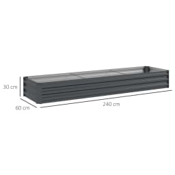 Galvanized Raised Garden Bed, 240X60Cm Rectangular Outdoor Elevated Planter Box