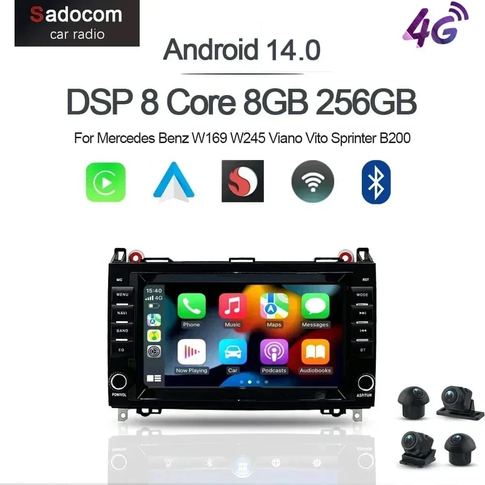 DSP Carplay 8" Android 12.0 128GB+8G car Radio autoradio multimedia For Mercedes Benz W169 W245 Viano Vito Sprinter B200 Crafter
