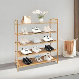 5 Tier Bamboo Shoe Rack Storage Storage Bamboo Shelving Unit Stand Organiser UK