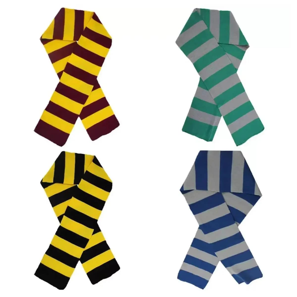 Striped Wizard Scarf - Yellow & Black, Maroon & Gold, Blue & Grey, or Green & Grey - Magical Accessory for Fancy Dress