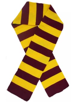 Striped Wizard Scarf - Yellow & Black, Maroon & Gold, Blue & Grey, or Green & Grey - Magical Accessory for Fancy Dress
