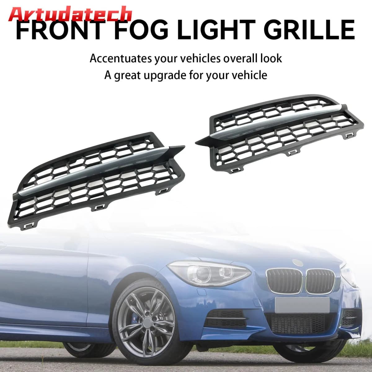Artudatech 2PCS Front Bumper Fog Light Cover Bezel Grill Grille Fit for BMW F20 F21 2011-2015 M