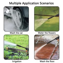 Cordless Car Washer Adjustable Nozzle 2 Batteries 1 Charger with Bucket Water Pipe 180w High Pressure Jet Water Wash Cleaner