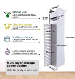 Waterproof Bathroom Cabinet, 81cm Tall Free-Standing Slim Storage Unit with Toilet Roll Shelf – White Cupboard for Bathroom/Toilet