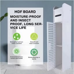Waterproof Bathroom Cabinet, 81cm Tall Free-Standing Slim Storage Unit with Toilet Roll Shelf – White Cupboard for Bathroom/Toilet