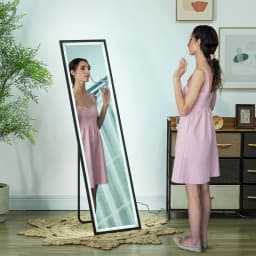 HOMCOM 150 x 40cm Full Length Mirror w/ Adjustable Lights Metal Frame Black