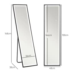 HOMCOM 150 x 40cm Full Length Mirror w/ Adjustable Lights Metal Frame Black